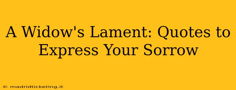 A Widow's Lament: Quotes to Express Your Sorrow