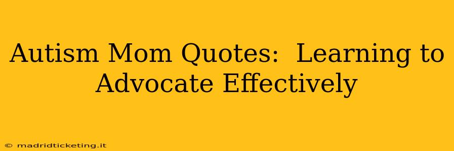 Autism Mom Quotes:  Learning to Advocate Effectively