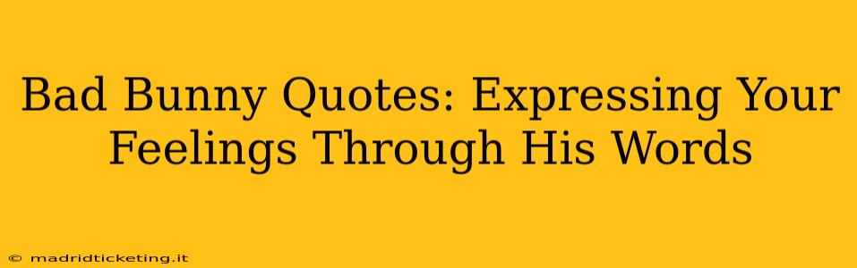 Bad Bunny Quotes: Expressing Your Feelings Through His Words