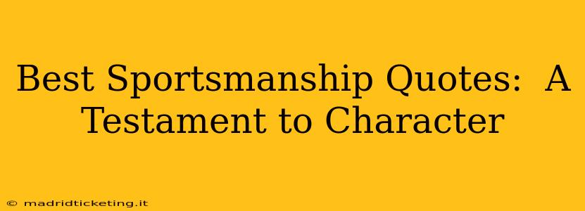Best Sportsmanship Quotes:  A Testament to Character