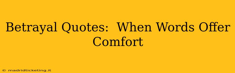 Betrayal Quotes:  When Words Offer Comfort