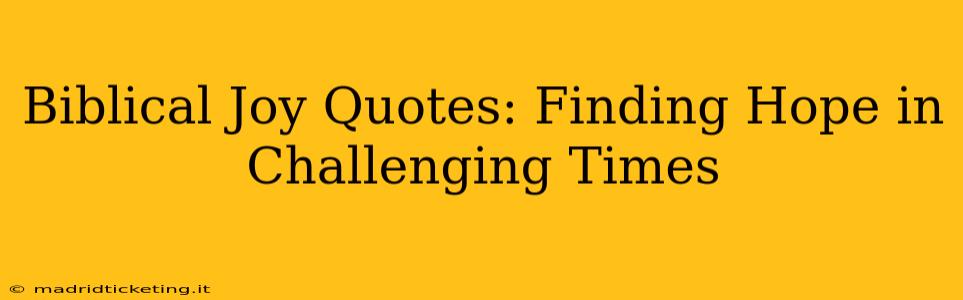 Biblical Joy Quotes: Finding Hope in Challenging Times