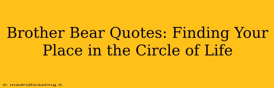 Brother Bear Quotes: Finding Your Place in the Circle of Life