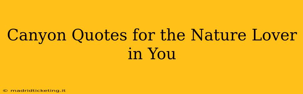 Canyon Quotes for the Nature Lover in You