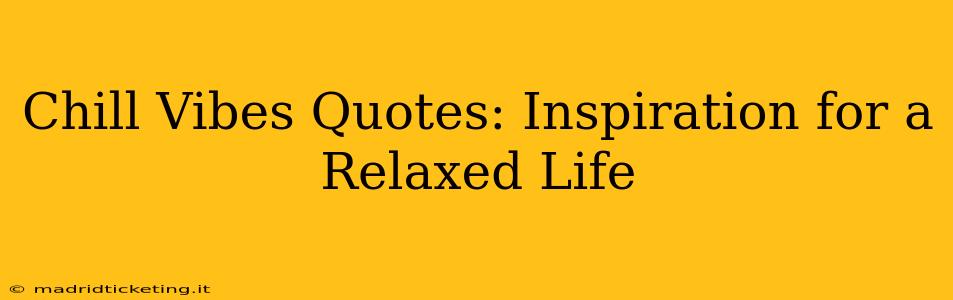 Chill Vibes Quotes: Inspiration for a Relaxed Life
