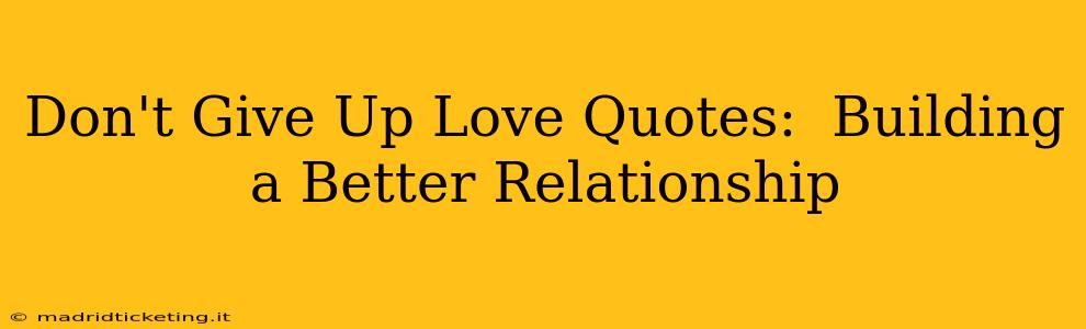 Don't Give Up Love Quotes:  Building a Better Relationship