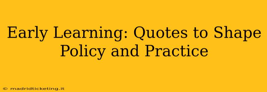 Early Learning: Quotes to Shape Policy and Practice