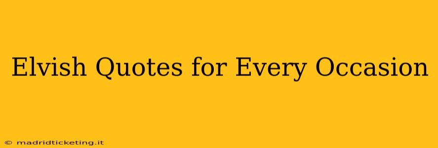 Elvish Quotes for Every Occasion