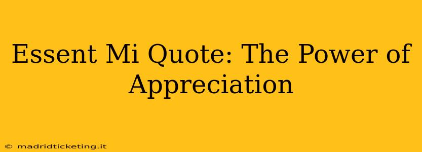 Essent Mi Quote: The Power of Appreciation