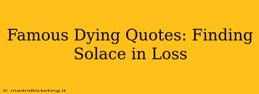 Famous Dying Quotes: Finding Solace in Loss
