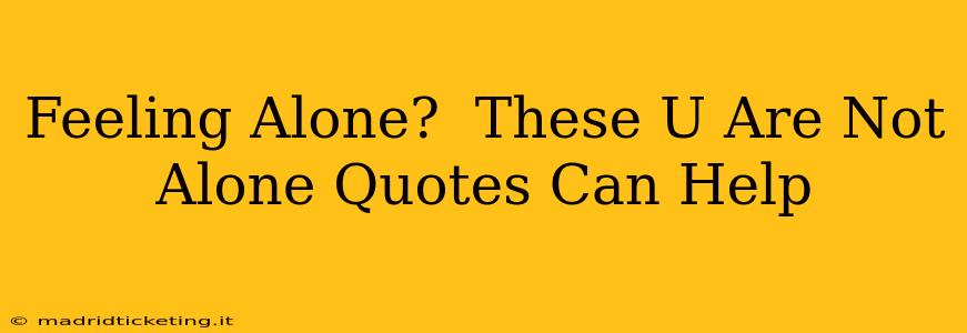 Feeling Alone?  These U Are Not Alone Quotes Can Help