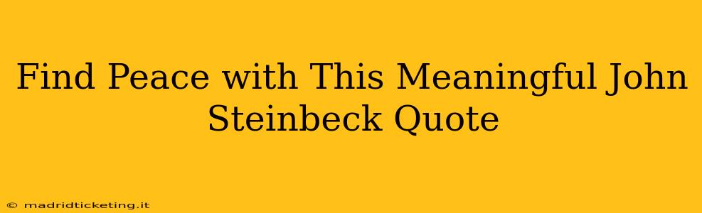 Find Peace with This Meaningful John Steinbeck Quote