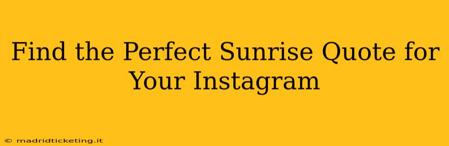Find the Perfect Sunrise Quote for Your Instagram