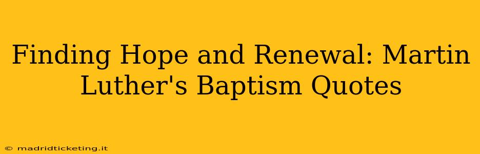 Finding Hope and Renewal: Martin Luther's Baptism Quotes