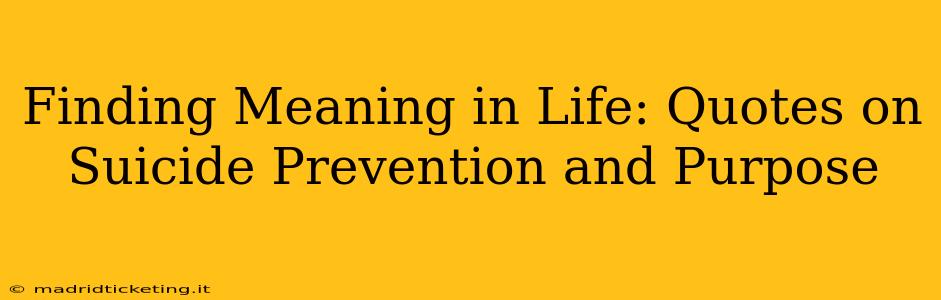 Finding Meaning in Life: Quotes on Suicide Prevention and Purpose