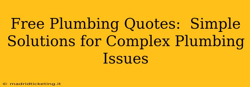 Free Plumbing Quotes:  Simple Solutions for Complex Plumbing Issues
