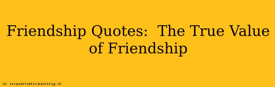 Friendship Quotes:  The True Value of Friendship