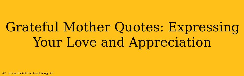 Grateful Mother Quotes: Expressing Your Love and Appreciation