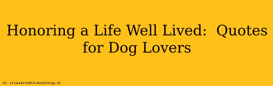 Honoring a Life Well Lived:  Quotes for Dog Lovers