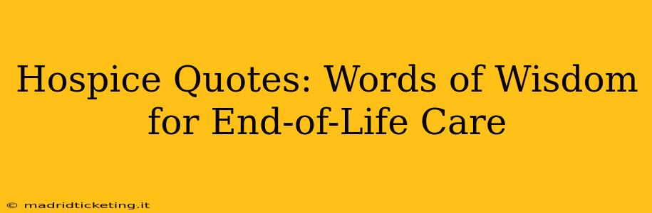 Hospice Quotes: Words of Wisdom for End-of-Life Care