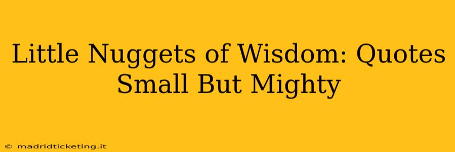 Little Nuggets of Wisdom: Quotes Small But Mighty