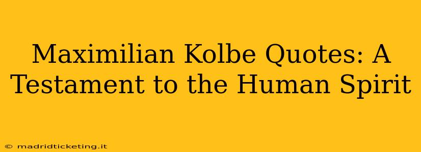 Maximilian Kolbe Quotes: A Testament to the Human Spirit