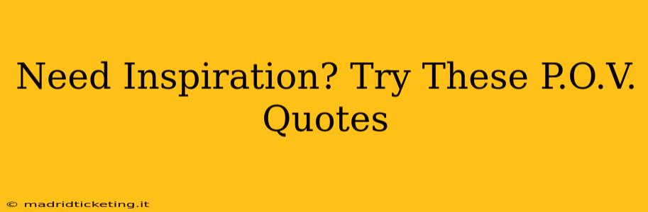 Need Inspiration? Try These P.O.V. Quotes