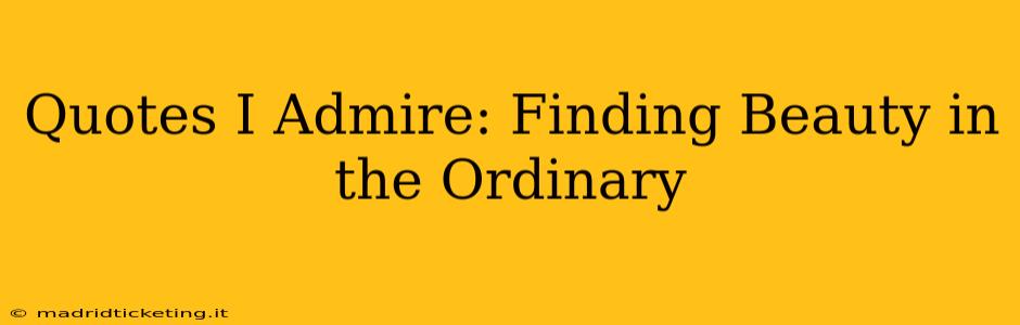 Quotes I Admire: Finding Beauty in the Ordinary
