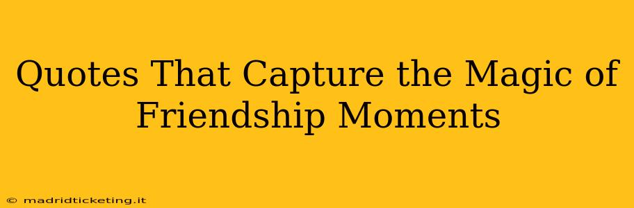 Quotes That Capture the Magic of Friendship Moments