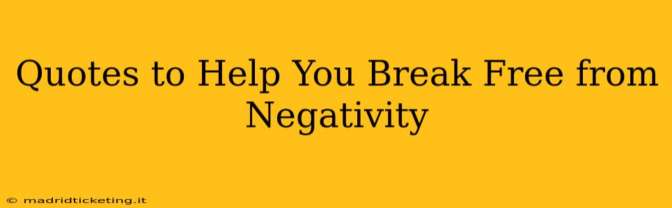Quotes to Help You Break Free from Negativity