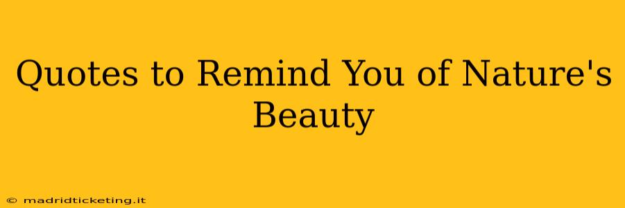 Quotes to Remind You of Nature's Beauty