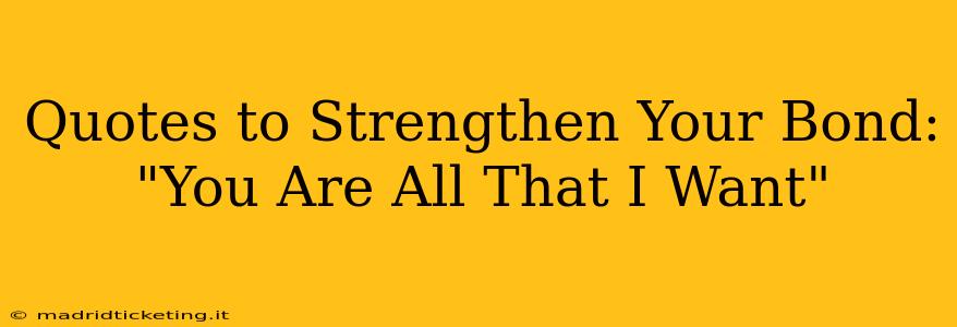Quotes to Strengthen Your Bond: "You Are All That I Want"