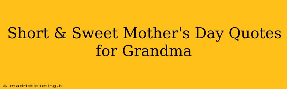 Short & Sweet Mother's Day Quotes for Grandma