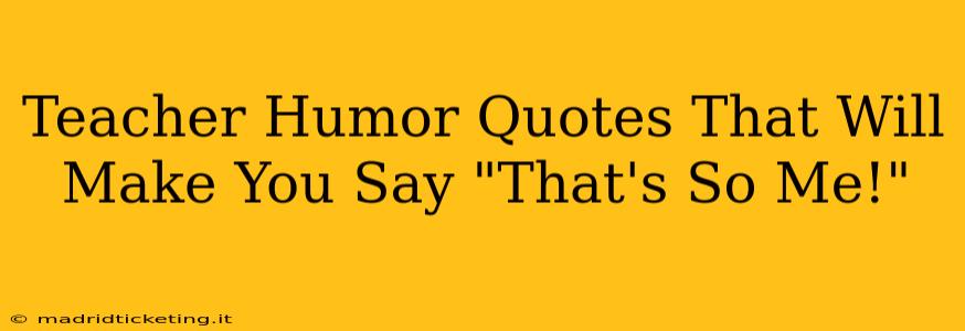 Teacher Humor Quotes That Will Make You Say "That's So Me!"