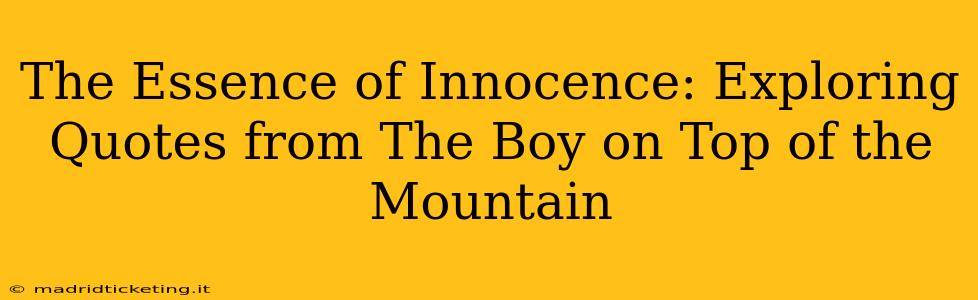 The Essence of Innocence: Exploring Quotes from The Boy on Top of the Mountain