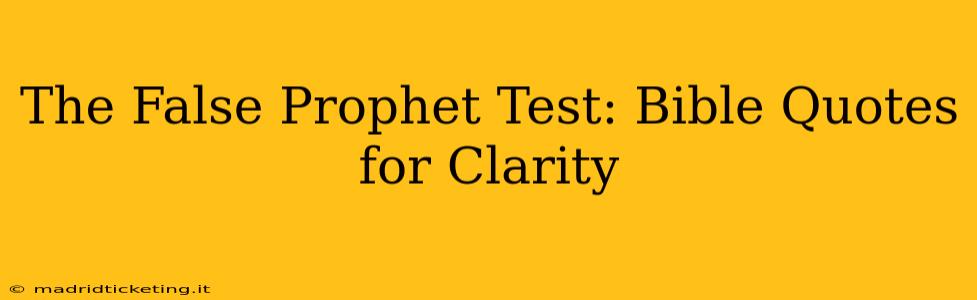 The False Prophet Test: Bible Quotes for Clarity