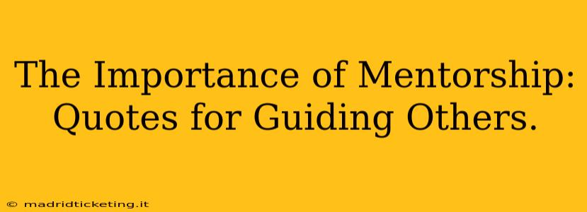 The Importance of Mentorship: Quotes for Guiding Others.