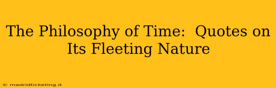 The Philosophy of Time:  Quotes on Its Fleeting Nature