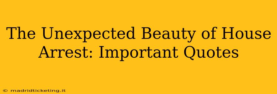 The Unexpected Beauty of House Arrest: Important Quotes