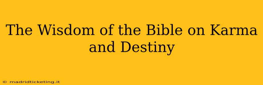 The Wisdom of the Bible on Karma and Destiny
