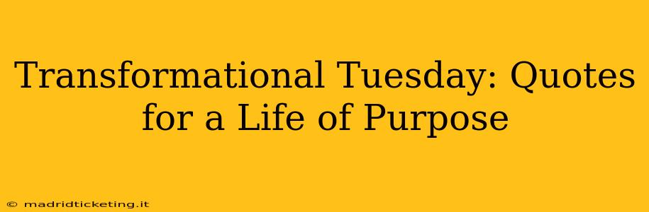 Transformational Tuesday: Quotes for a Life of Purpose