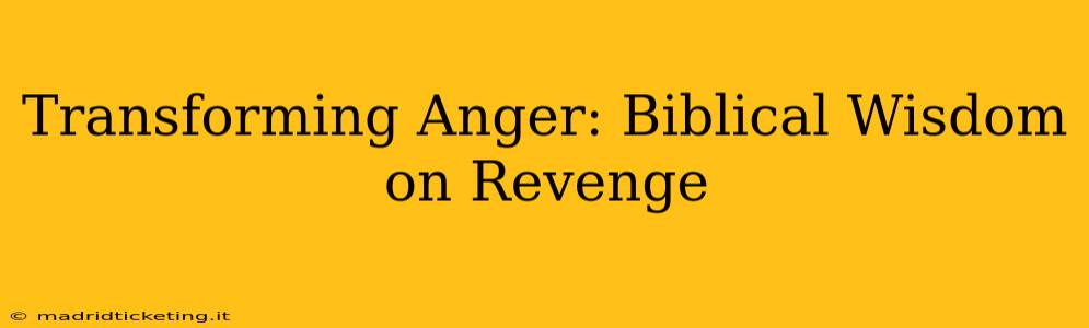 Transforming Anger: Biblical Wisdom on Revenge