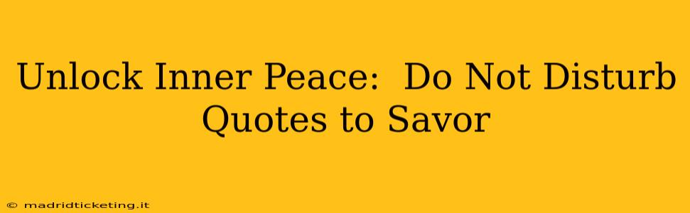 Unlock Inner Peace:  Do Not Disturb Quotes to Savor
