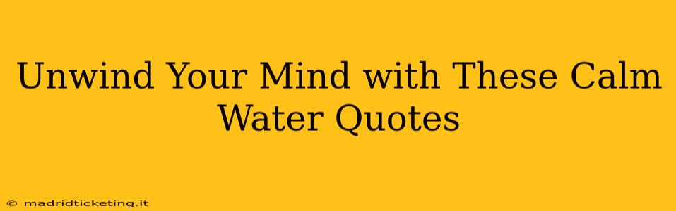 Unwind Your Mind with These Calm Water Quotes