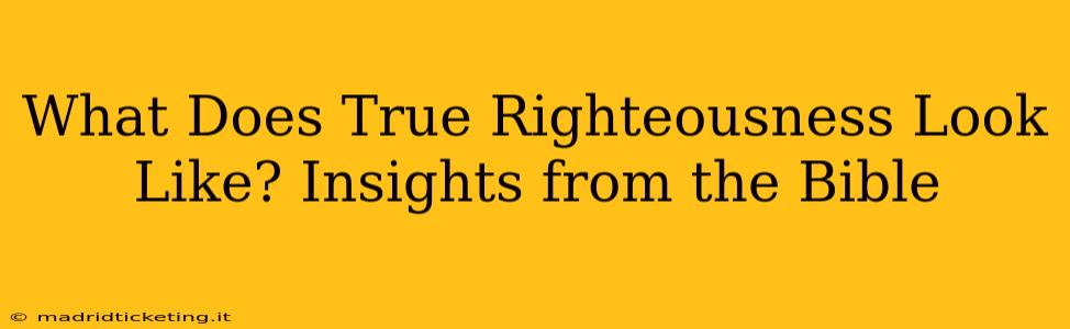 What Does True Righteousness Look Like? Insights from the Bible