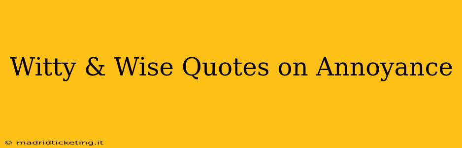 Witty & Wise Quotes on Annoyance