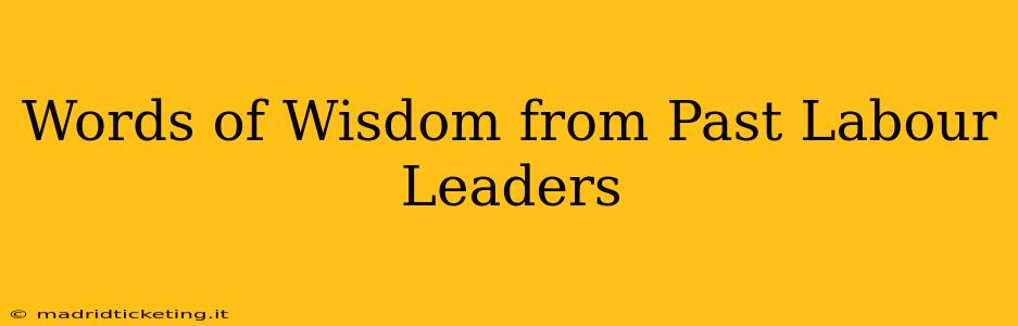 Words of Wisdom from Past Labour Leaders