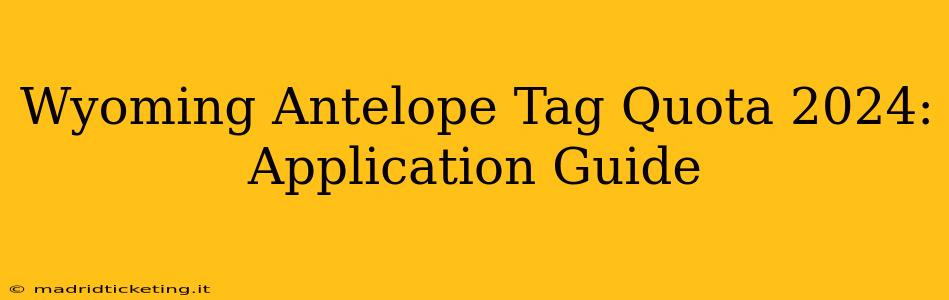 Wyoming Antelope Tag Quota 2024: Application Guide